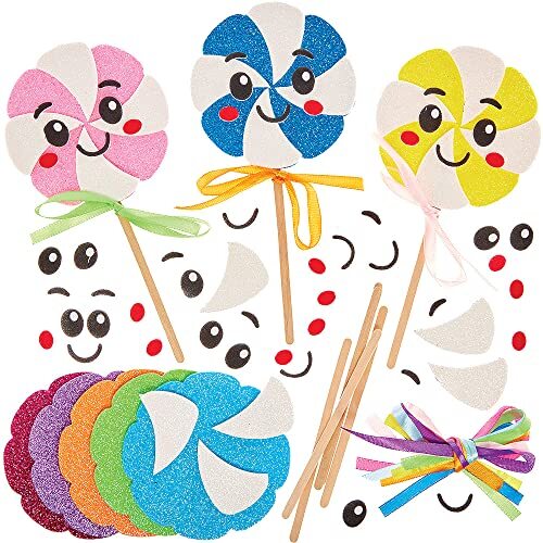 Baker Ross FX703 Mix en Match Lolly Decoratie Sets - Set van 8, Kinderen Schuim Kunst and Knutsel Sets