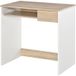 Bureau en chêne et blanc avec plateau clavier, bureau d'ordinateur en bois pour chambre