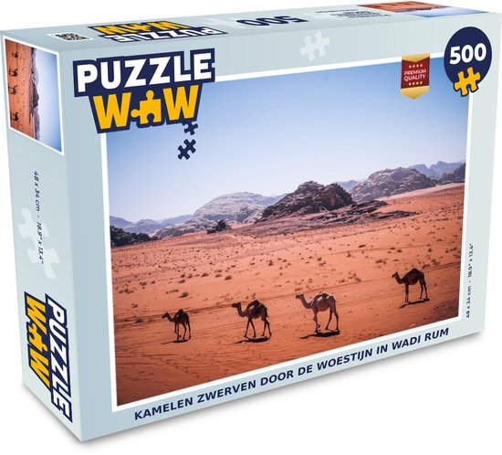 MuchoWow Puzzel Kamelen zwerven door de woestijn in Wadi Rum - Legpuzzel - Puzzel 500 stukjes