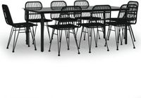 vidaXL 9-delige Tuinset Poly Rattan Zwart