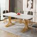 Tribesigns table à manger pour 4 à 6 personnes, 160 x 80 x 75 cm, table de cuisine moderne avec un plateau en marbre artificiel et des pieds en métal élégants, blanc