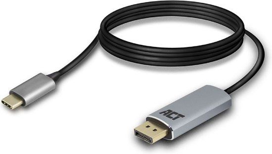 ACT AC7035 USB-C naar DisplayPort kabel 1.8 meter - Zilver