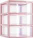 Plasticforte Ladeblokje/bureau organizer met 3x lades - transparant/roze - L18 x B25 x H25 cm