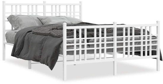 vidaXL Bedframe met hoofd- en voeteneinde Metaal Wit 120 x 190 cm