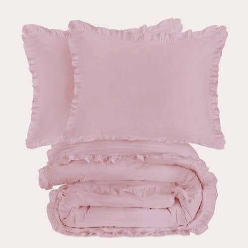 NOUS Living katoenen ruffle dekbedovertrek 2-persoons (200x200 cm)