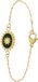 Lucardi Dames Stalen goldplated armband met groene ovale munt - Armband - Staal - Goudkleurig - 19 cm