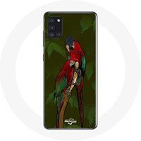 Maniacase Etui voor Samsung Galaxy A21S Pionus papegaai rood