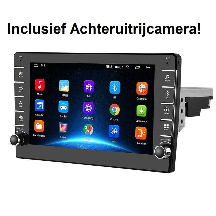 Elemental Goods B.V. TechU™ Autoradio AT27 – 1 Din Dual Camera – 8” Touchscreen Monitor – Bluetooth - 4705