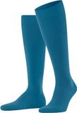 FALKE Airport lang eenkleurig wol katoen kniekousen heren blauw - maat 41-42
