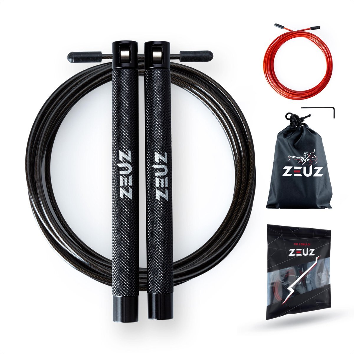 ZEUZ ZEUZ® Professioneel Crossfit & Fitness Springtouw – Verstelbaar – Speed Rope – Volwassenen – Zwart