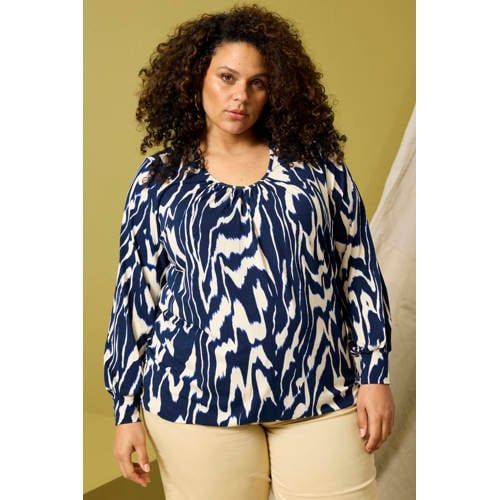 Zhenzi top Plus Size met print - donkerblauw