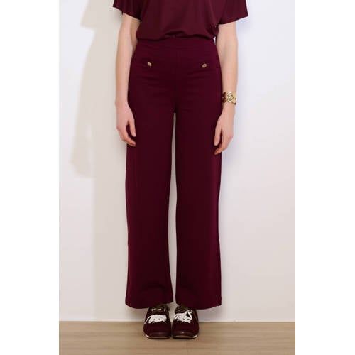 LOLALIZA straight high waist cropped broek donkerrood