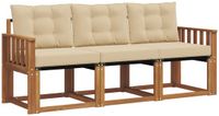 vidaXL Acacia Hout Bank Loungeset 3-zits Natuurlijk en Beige