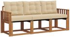 vidaXL Acacia Hout Bank Loungeset 3-zits Natuurlijk et Beige