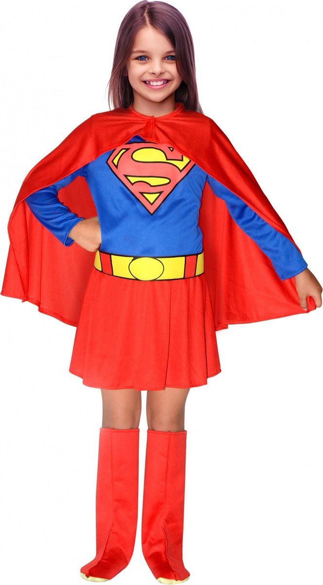 LYO - Supergirl Meisjes Vermomming - 98/104 (3-4 jaar) - Blauw