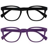 Opulize Pop 2 Stuks Zwart Purper Afstand Bril Kortzichtig Retro Ronde Mannen Vrouwen Scharnieren Met Veer MM2-15 -2,50