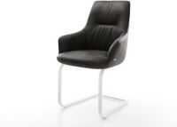 DELIFE Sledestoel Zelia-Flex met armleuning, microvelours antraciet, vintage, pocketveer kern