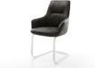 DELIFE Sledestoel Zelia-Flex met armleuning, microvelours antraciet, vintage, pocketveer kern