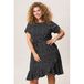 Miss Etam Plus korte zomerjurk met ceintuur en stippen - zwart