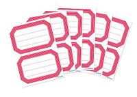 HERMA 5712 Boeketiketten om te beschrijven, neutrale rode rand, 12 stuks, 82 x 55 mm, zelfklevend, gelinieerd, boekenstickers voor school, kinderen, meisjes en jongens, blanco nifetiketten, wit
