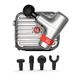 Hi5 General Trillingsmassageapparaat, diep weefsel, massagepistool, massage-pistool voor afvallen na sport, nek, schouders, rug, ontspannen, rustig werking, 4 massagekoppen zilver met hardcase