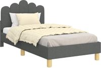 vidaXL Kinderbedframe met Hoofdboard Donkergrijs Stof 80 x 160 cm