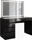 Vicco Kaptafel Sherry, Zwart/Goud, 120 cm met LED-spiegel