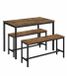 Table de salle à manger industrielle avec 2 bancs – Ensemble de salle à manger 3 pièces 110 x 70 cm – Table de cuisine avec cadre en acier – Coin repas compact pour cuisine, salon ou appartement