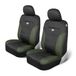 Cat® Flexfit™ Autostoelhoezen voor auto's, vrachtwagens en SUV's, set van 2, zwarte autostoelhoezen voor voorstoelen, vrachtwagenstoelbeschermers en afgewerkt met groene honinggraatstructuur