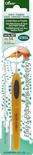 Clover Haaknaald Softgrip van Staal, geel handvat - 0.50 MM