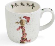 Wrendale Mok Ho Ho Ho Porselein Ecru Kerst Giraf 300ml