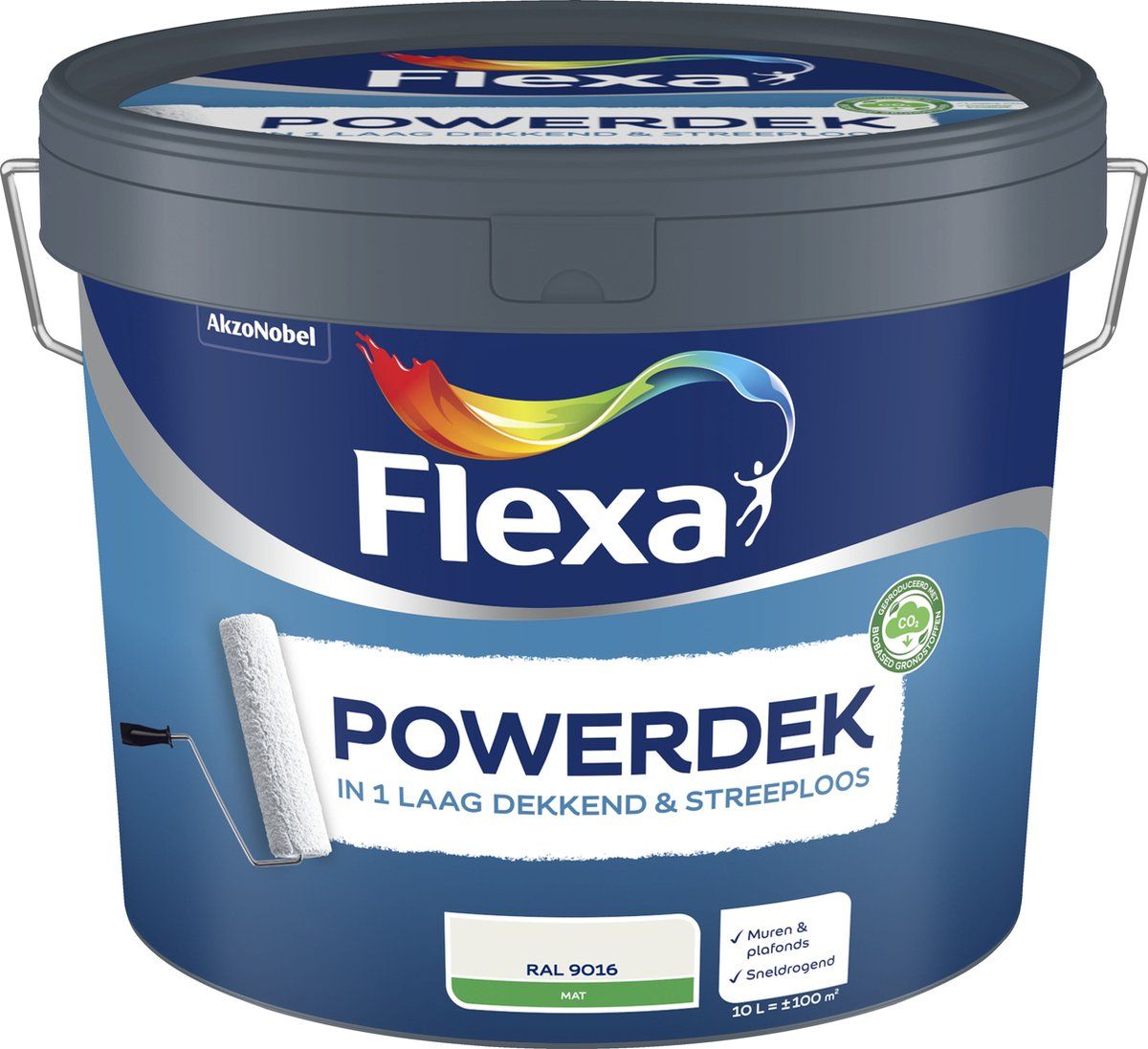 FLEXA Powerdek Muurverf - RAL 9016 - 10 liter