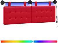 vidaXL - Hangend hoofdbord - Met LED-verlichting - Rood - Kunstleer