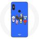 Maniacase Hoesje voor Xiaomi Redmi Note 5 AI Dual Camera BTS BT21 Tata Chimmy Cooky Rj Koya Shooky Et Mang Jouent De la musique Blauwe Achtergrond