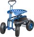 VEVOR Tuinstoel, rolstoel, 360 graden draaibaar, tuinkruk op opblaasbare wielen, 25,4 cm, trolley met zitting 760 x 450 x 960 mm, uittrekbare handgreep, gereedschapsplaat voor terras, binnenplaats, buiten, blauw