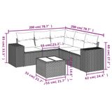 vidaXL 6-delige Loungeset met Kussens, Poly Rattan, Beige