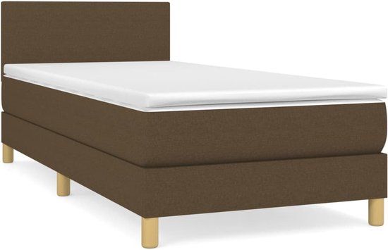 vidaXL Boxspring met matras stof donkerbruin 100x200 cm