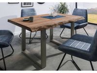 FREEFORM Table à manger 160x90 en bois de Sheesham teinté brun mat pieds en U gris