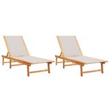 VidaXL Tuinstoel Lounge Gecapitonneerde zitting Acaciahout Stof/Weefsel Grijs 2 stuks