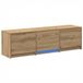 vidaXL TV-meubel met LED-verlichting, 140 x 34 x 40 cm, handgemaakt, eikenhout