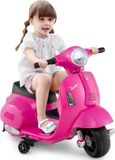 COSTWAY Elektrische kinderfiets, Vespa model, 6V met LED-koplamp en claxon, elektrische kinderfiets voor kinderen van 18-36 maanden, roze