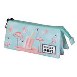 Karactermania Oh My Pop! Ice Flamingo-Triple Roletui - Potloden etui - Pennenetui - Turquoise