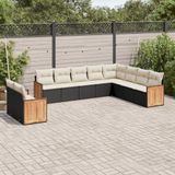 Maison Exclusive - Ensemble de jardin pour le jardin, composé de 10 pièces avec coussins, en polyrotin noir