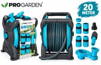 Pro Garden Porte-tuyau avec 20 mètres de tuyau et accessoires - Bleu