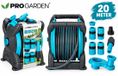 Pro Garden Porte-tuyau avec 20 mètres de tuyau et accessoires - Bleu
