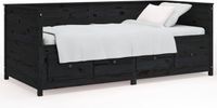vidaXL Slaapbank 90x200 cm Massief Grenenhout Zwart