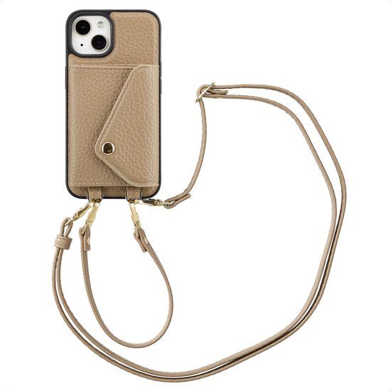 Selencia Sera Koordhoes met pashouder envelop - Geschikt voor Apple iPhone 14 / 13 - Taupe