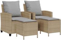 vidaXL 4-delige tuinbankset met kussens beige polyrotan