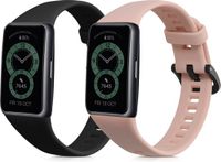 kwmobile 2x horlogebandjes geschikt voor Huawei Band 6 & 6 Pro / Honor Band 7 & 6 bandje - Smartwatch bandjes van TPU - Activity tracker horloge band in zwart / oudroze