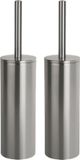 Spirella Luxe Toiletborstel in houder Cannes - 2x - argent - métal - 40 x 9 cm